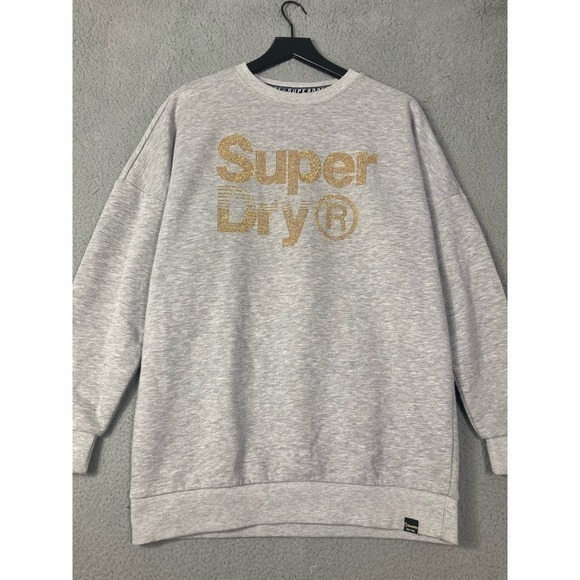 Superdry Women's S Gray Sparkle Crewneck Sweatshirt Skater Casual‎ - Picture 7 of 11